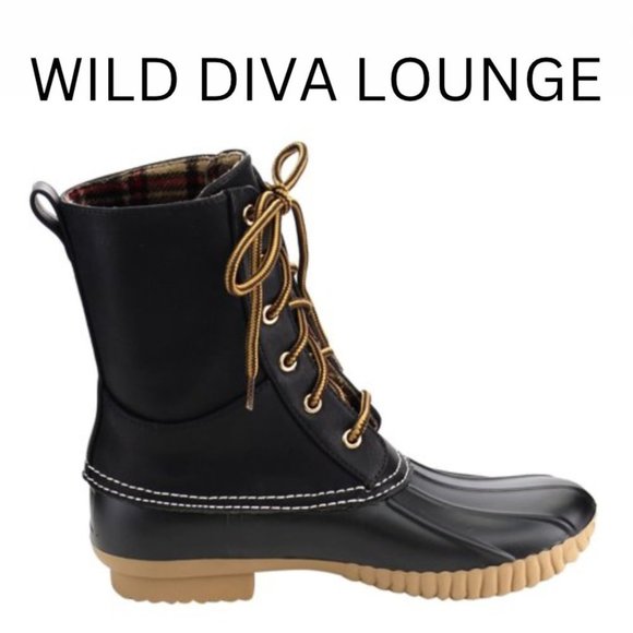 Wild Diva Shoes - WILD Diva Lounge Devina-04A Womens Ankle High Lace Up Duck Rain Boots